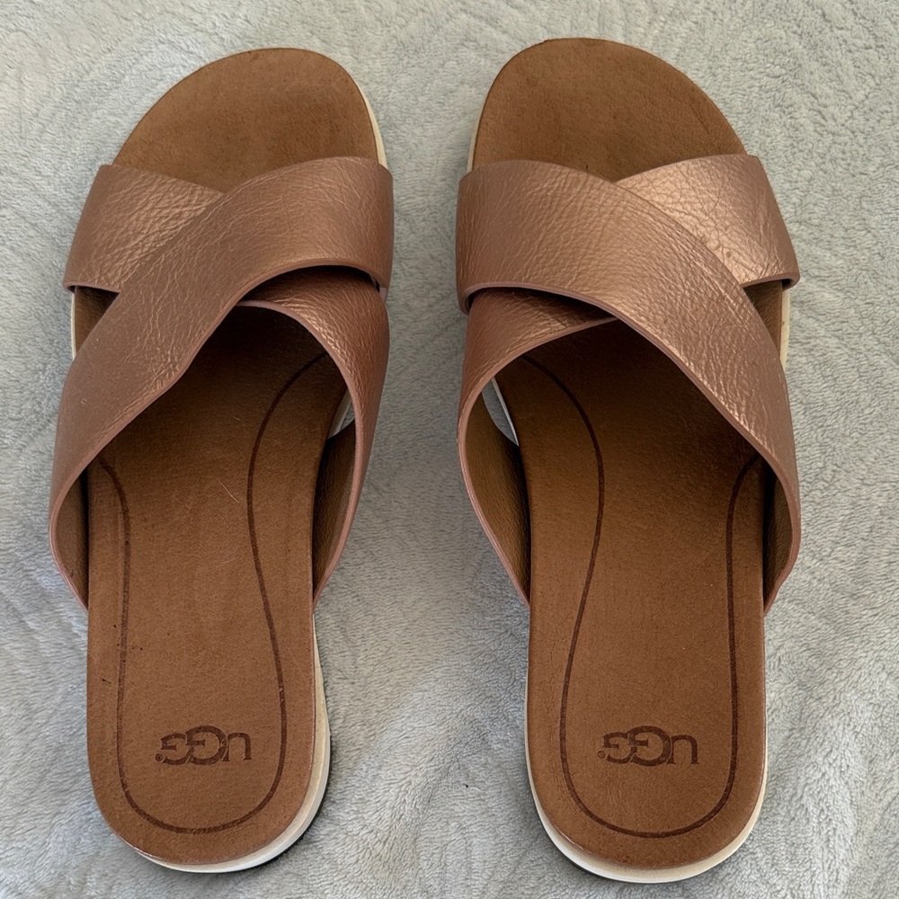 UGG Women's Rose Gold  Cross Strap Sandals Size 7
